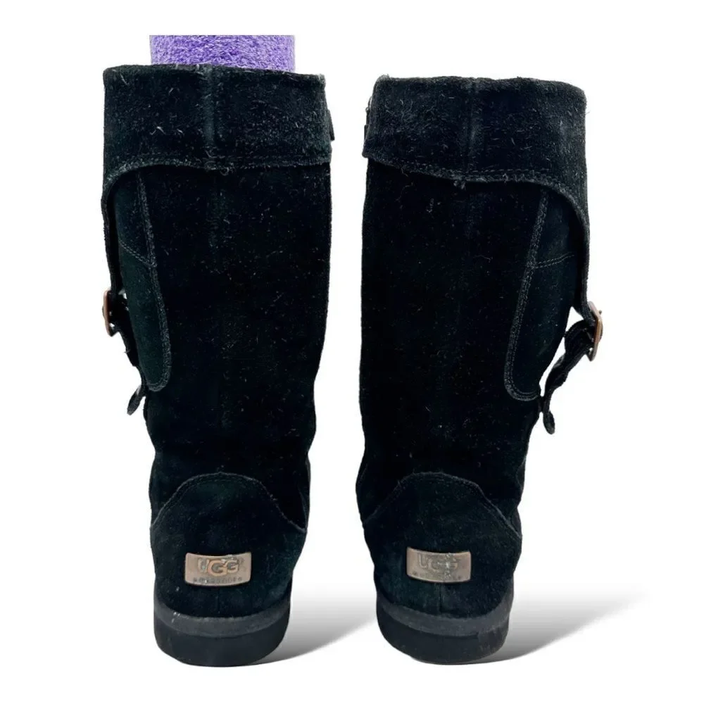 Ugg Tall boots with side pockets and buckles black suede size 6‎ EU 35